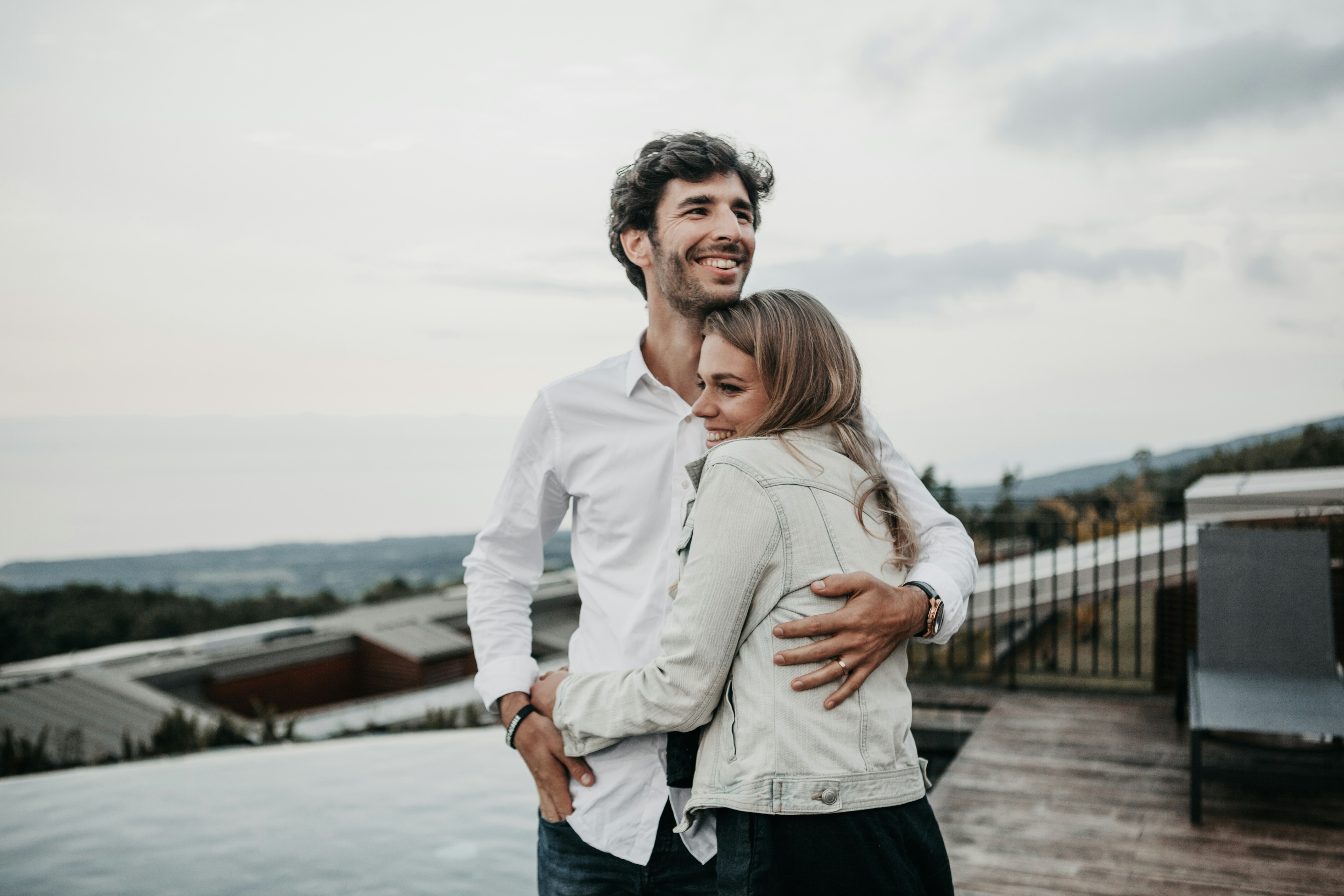 Two people sharing a quiet moment outdoors